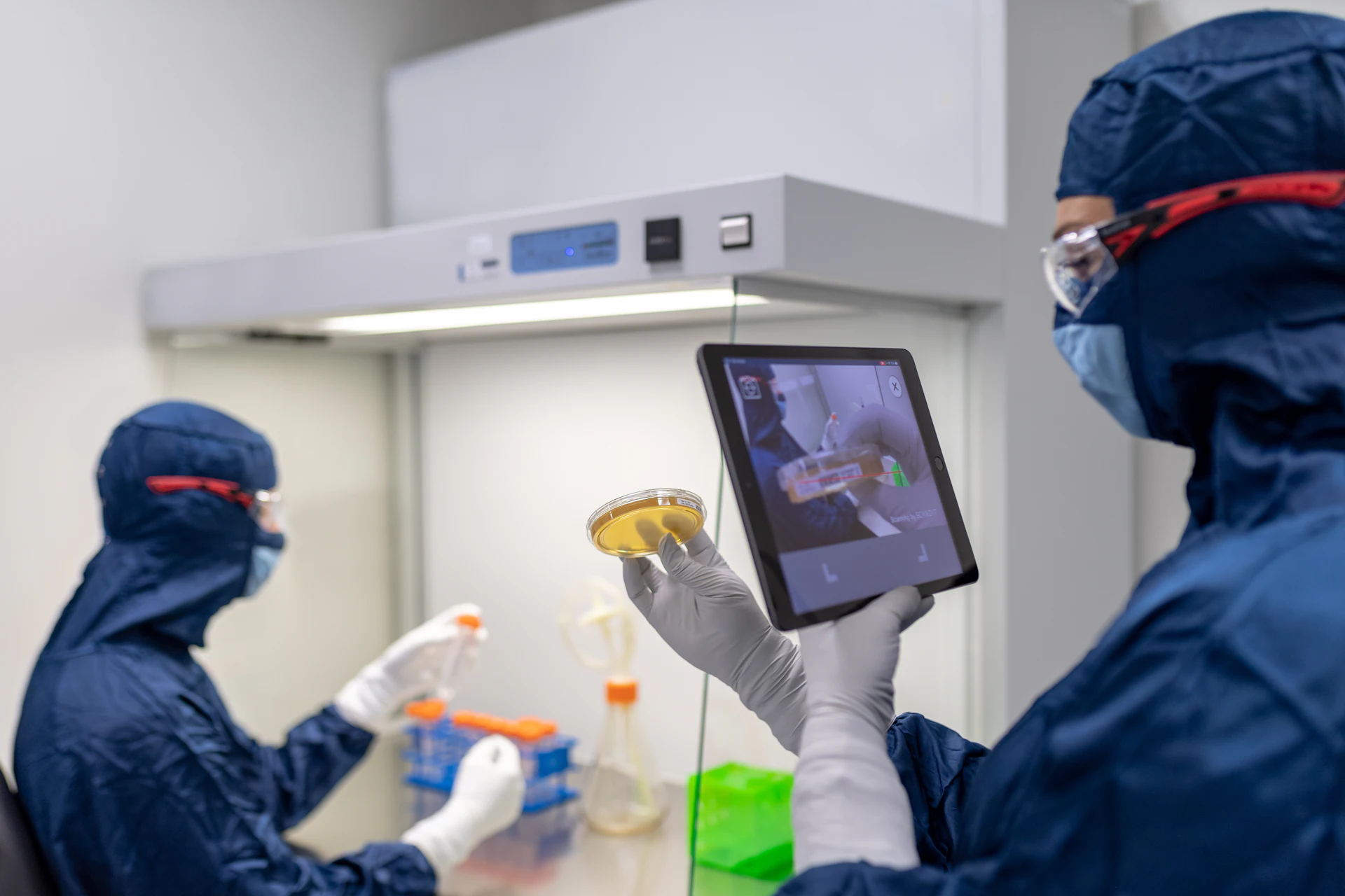 Clinicians at work in a hospital theatre