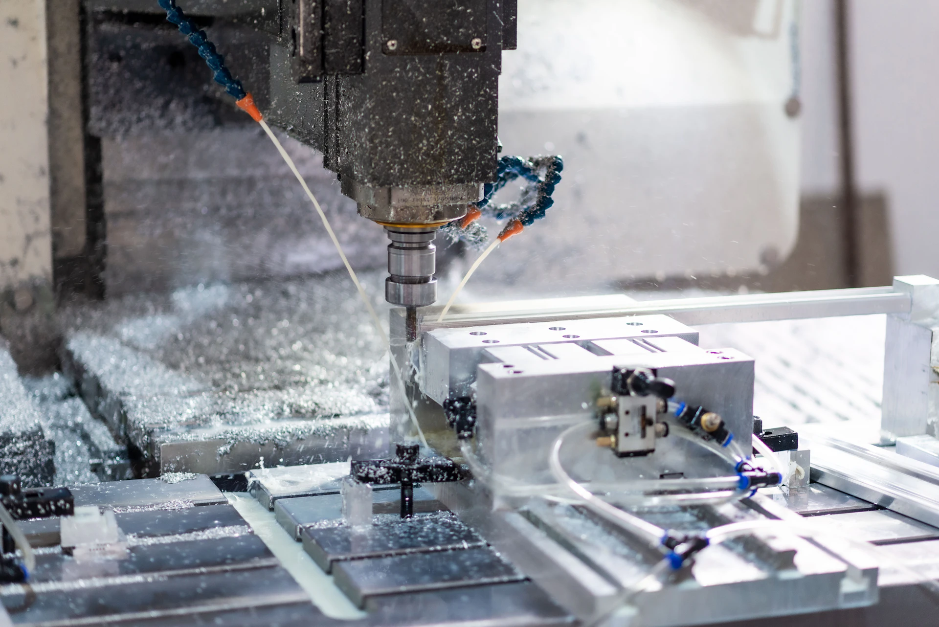 CNC cutting head working a steel plate