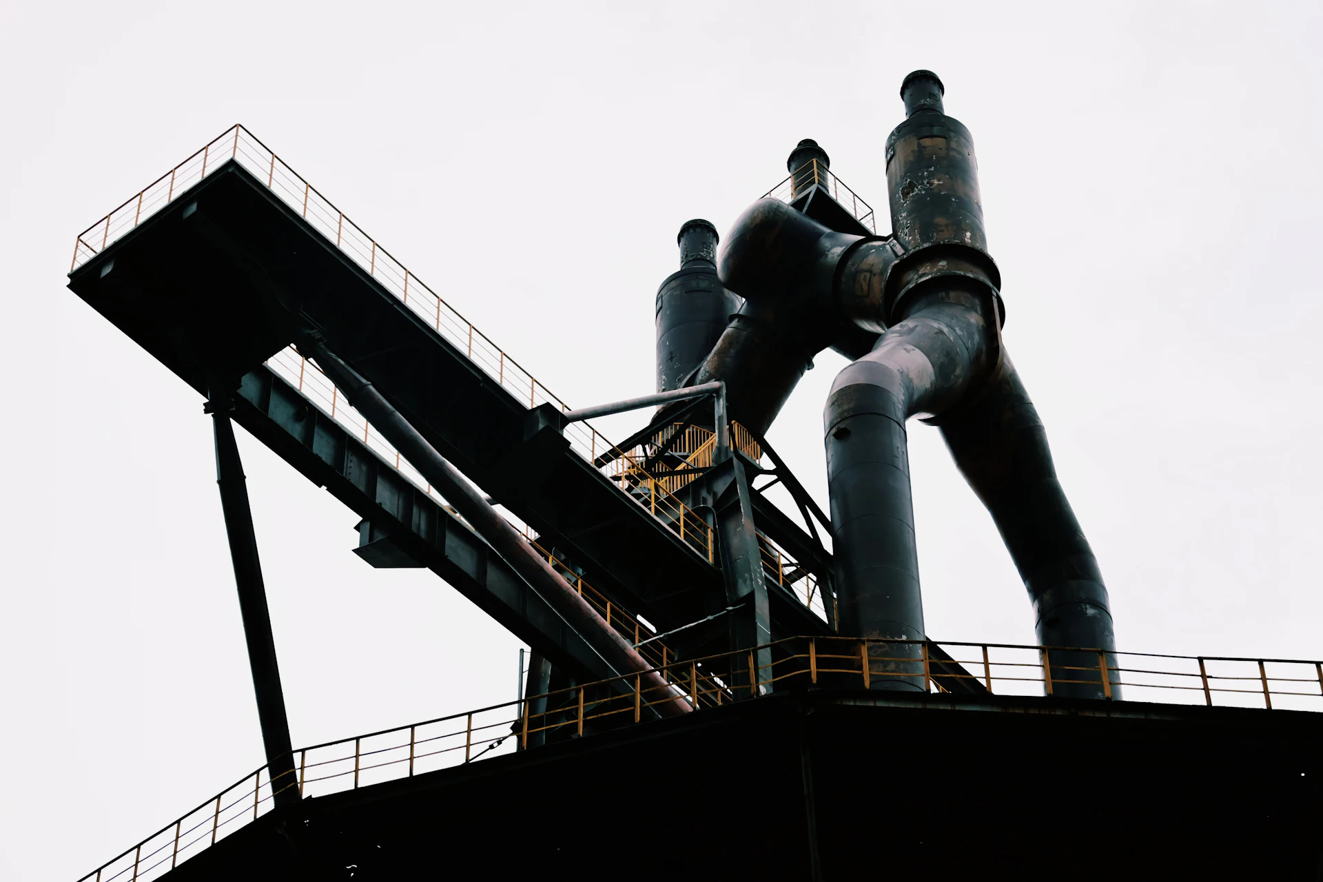 Conveyor runs and process pipework at an industrial plant